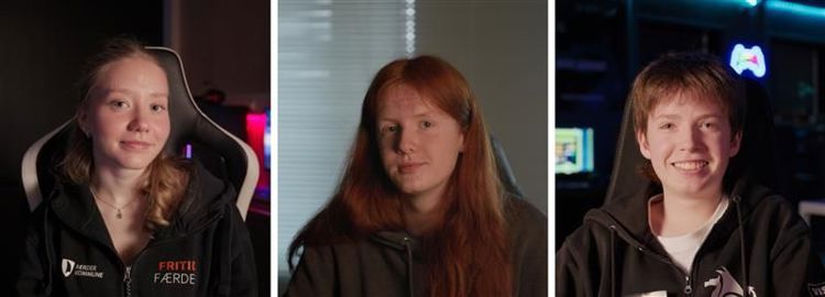 Prtretter av de tre finalistene satt sammen ved siden av hverandre. Det er nærbilder, men en kan se de er i gamingmiljø.